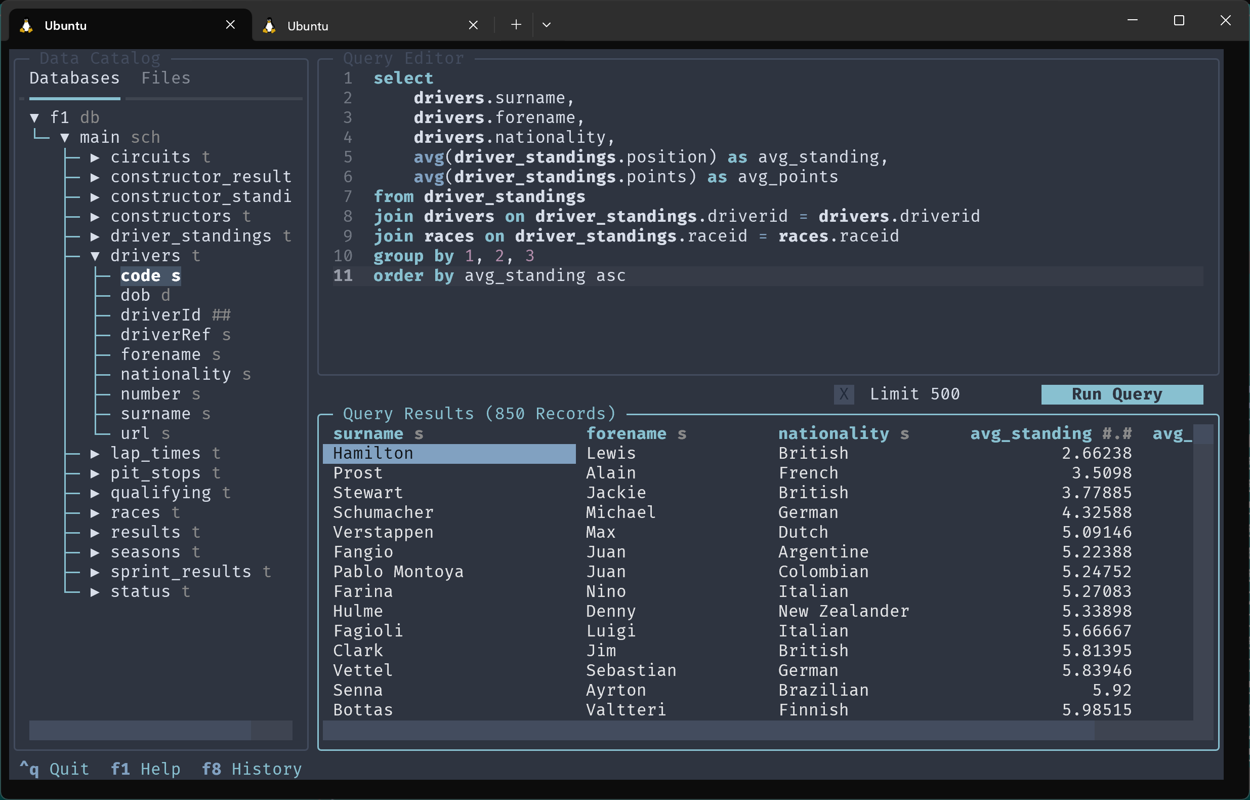 Screenshot of the Nord theme in truecolor